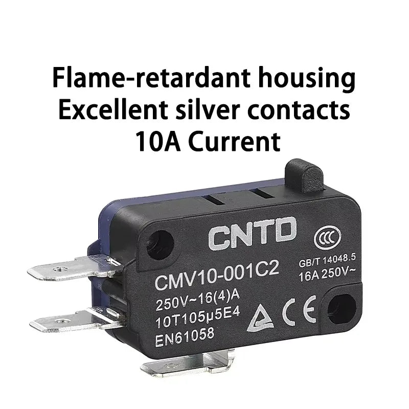 Micro Limit Switch CNTD CMV10‑051C CMV10‑051C2 Hinge Short Roller Lever 10A 250VAC 1NO1NC Plastic Housing Travel Switch for Indu