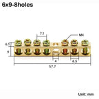 Grounding Bars Copper Wire Connector Multi-specification With Hole Screw Brass Connection Row Zero Ground Terminal Electrical