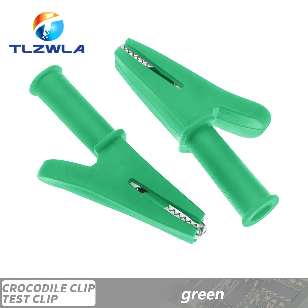 5PCS Pure Copper Insulated Test Alligator Clip 10MM Opening With 4MM Jack Safety Crocodile Clamps For Banana Plug Or Welding