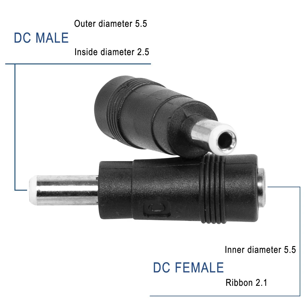 5.5 X 2.1 Mm Female To 5.5 X 2.5 Mm Male DC Power Connector Adapter Laptop 5.5*2.1 Female To Male 5.5*2.5
