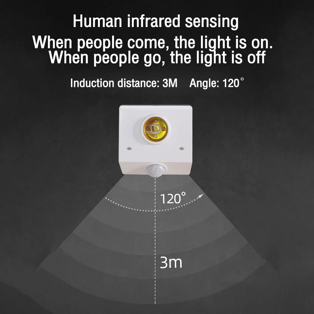 AC110-240V 86 human body infrared sensing lamp holder Infrared sensor E27 spiral LED bulb base motion sensor