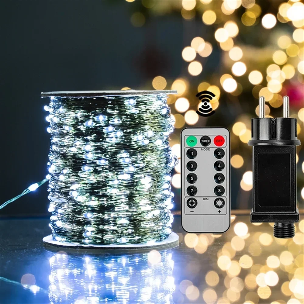 1000/500LED Green Wire Led String Fairy Lights US/EU Plug 110V/220V Waterproof LED Christmas Tree Holiday Home Garden Decor Xmas