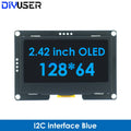 DIYUSER 2.4" 2.42 Inch 128x64 OLED LCD Display Module SSD1309 12864 4 Pin IIC I2C SPI Serial Interface C51