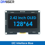 DIYUSER 2.4" 2.42 Inch 128x64 OLED LCD Display Module SSD1309 12864 4 Pin IIC I2C SPI Serial Interface C51