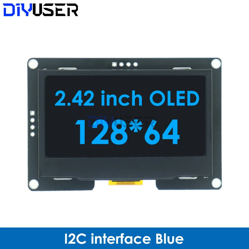 DIYUSER 2.4" 2.42 Inch 128x64 OLED LCD Display Module SSD1309 12864 4 Pin IIC I2C SPI Serial Interface C51