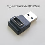 USB 3.1 Front Panel Header Female Type-E to Male Extension Adapter angle Type-E to Type-A Type-C USB C Motherboard Data Adapter