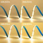 DC 12V 24V COB LED Strip Light 320 480 528 LEDs Flexible Tape High Density Linear Lighting Warm White 8mm PCB 0.5m 1m 2m 5m 10m