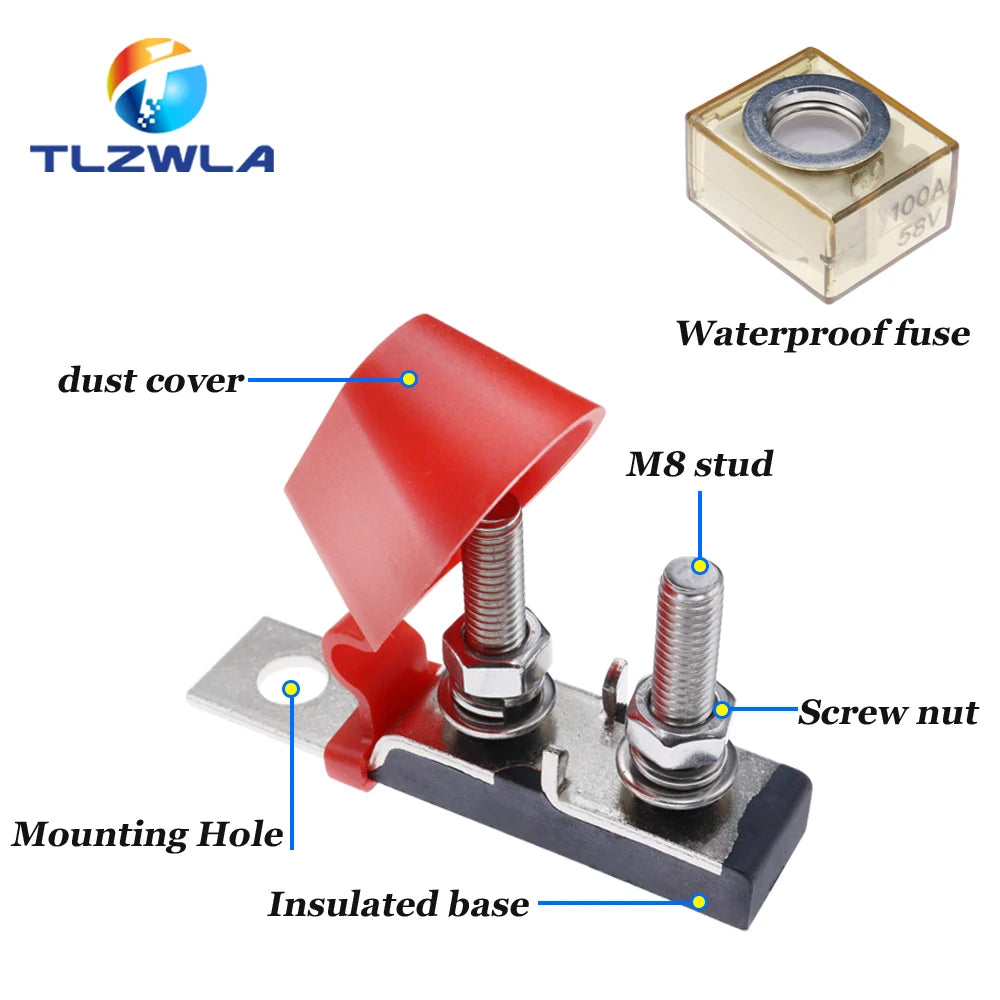 30A-300A Battery Terminal Mount MRBF Waterproof Fuse Block Kit 58V Stud 5/16" Marine Rated Battery Fuse for Boat Truck