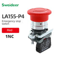 22mm Mushroom Emergency Stop Button Switch 10A XB4 Key Emergency Stop Power Push Button Switch 1NC 1NO Start Switch Red Green