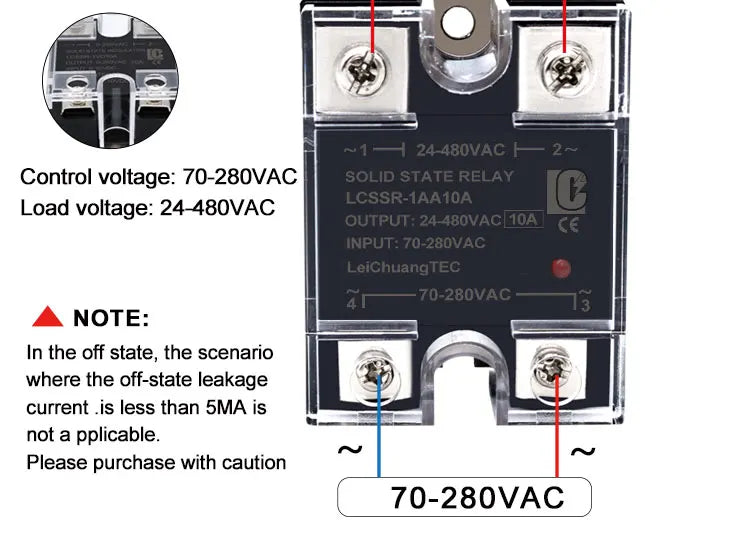 LCTC SSR Solid State Relay 10A 25A 40A 60A 80A 100A 120A 200A 240A Single Phase Control Relay DC TO AC DC TO DC AC TO AC 3-32VDC