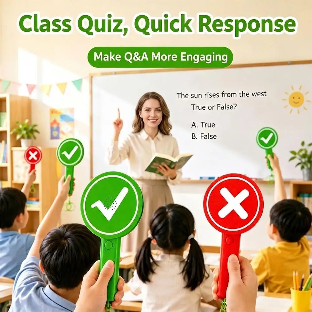 Hand‑Held Yes‑No Signal Paddle With Sound Effect Plastic Electronic Quiz Buzzer Prop For Classroom Trivia Game Interactive Toys