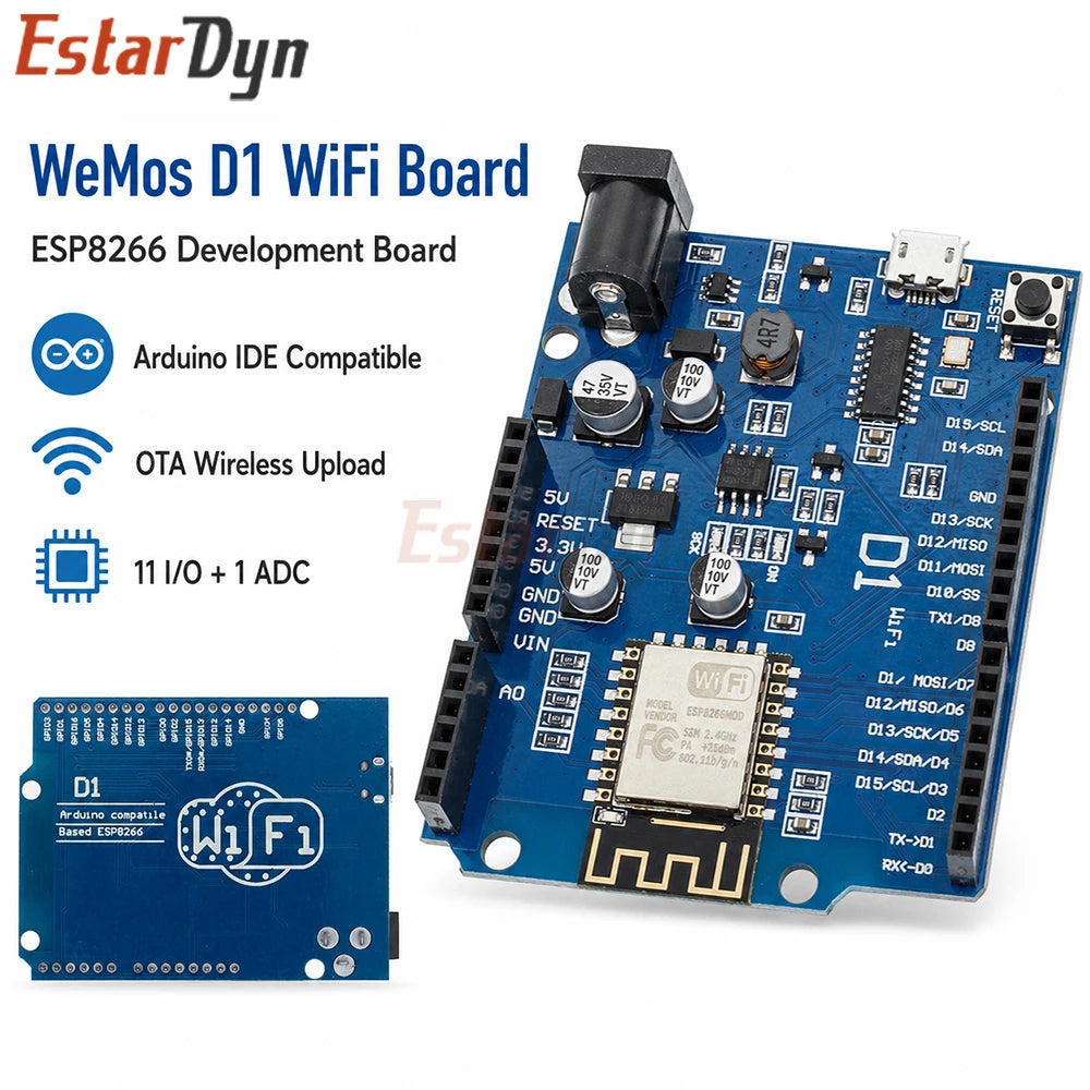 Estardyn ESP8266 WiFi Shield WeMos D1 ESP-12F ESP-12E Expansion Board Module for Smart Home IoT Programming