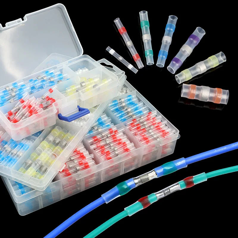 Solder Seal Wire Connectors Boxed Connectors Kit Heat Shrink Sealed Insulated Butt Splice Terminal Waterproof Shrinkable Sleeve