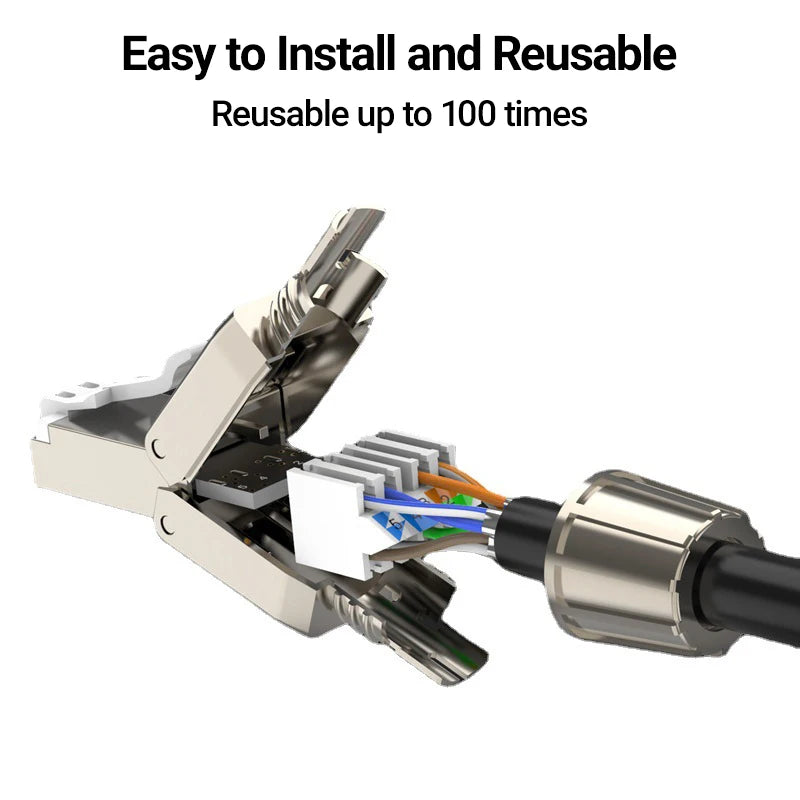 Hoolnx RJ45 Connector Toolless Free Tool CAT8 CAT7 CAT6A CAT6 Reusable Termination Plugs Shielded Ethernet Field Modular PLug