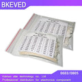 1500PCS SMD 0603 0805 Resistors Assorted Set (60 Values X 25Pcs) 0R-10M Ohm 1% High Precision Film Chip Resistance Kit