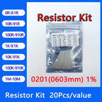 Resistor Kit 0201 0402 0603 0805 1206 1210 1812 2010 2512 SMD Resistor Package 24values*20PCS=480PCS 1% Sample Kit Resistor