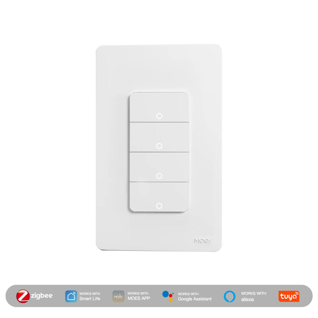 MOES Tuya ZigBee US Smart Light Switch Push Button Wall Switch Neutral Wire/No Neutral Wire Required Work With Alexa Google Home