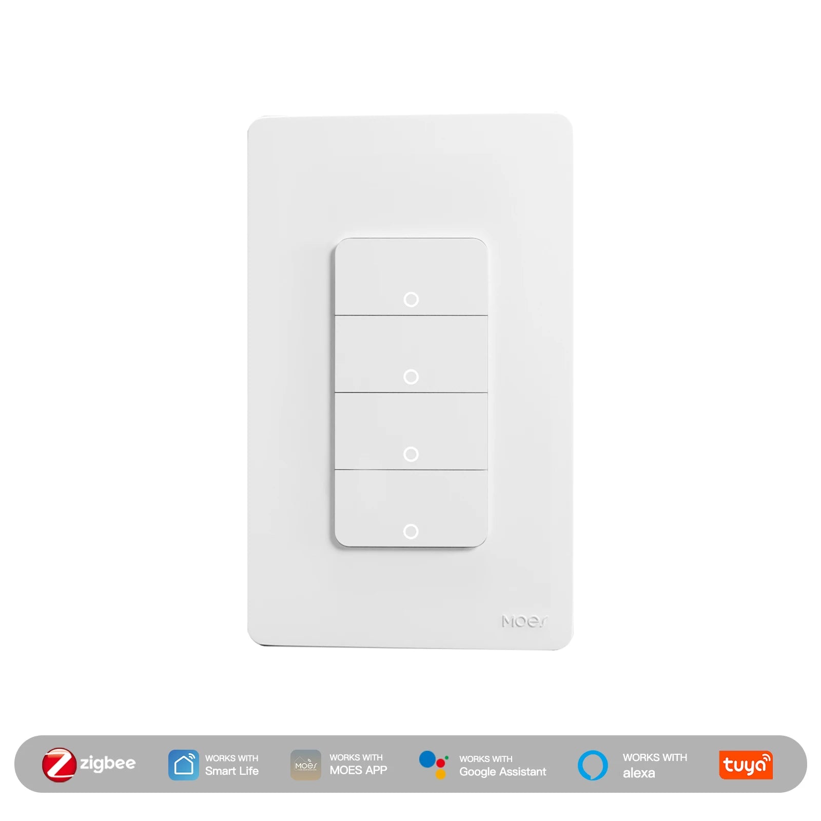 MOES Tuya ZigBee US Smart Light Switch Push Button Wall Switch Neutral Wire/No Neutral Wire Required Work With Alexa Google Home