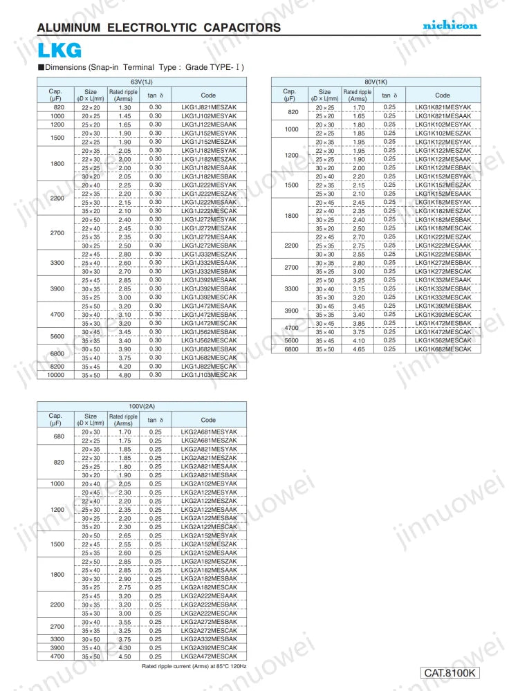 nichicon LKG 25V 35V 50V 63V 100V TYPE Super Through Audio capacitor 1000UF 2200UF 4700UF 6800UF 8200UF 10000UF 12000UF 22000UF