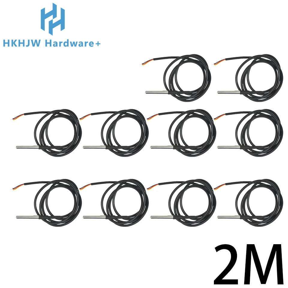 1/10PCS DS18B20 Waterproof Thread Temperature Probe Temperature Sensor Stainless Steel Package 1/2/3/5/10Meter For Arduino