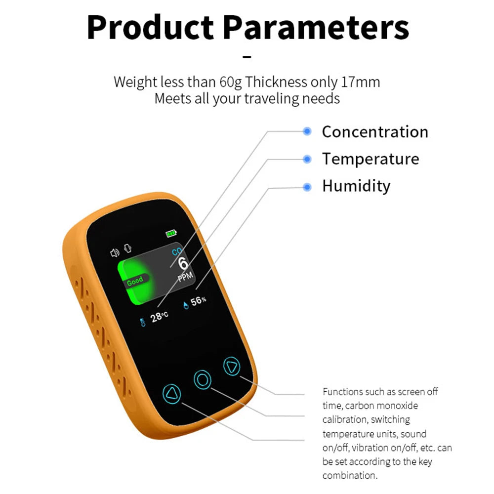 3 in 1 Air Quality Meter CO2 Temp Humidity Tester LCD Screen NDIR Sensor Carbon Dioxide Monoxide Detector with Voice Alarm