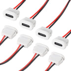 8PCS USB Power Connector USB-C Plug to 2 Pin Bare Wire Open End Connector Type C Female Chassis Waterproof Extension Power Cable