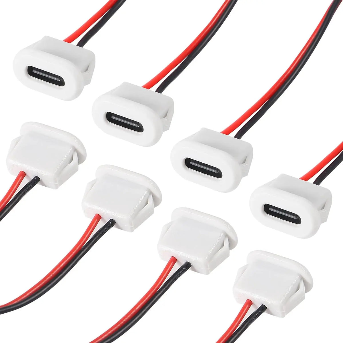 8PCS USB Power Connector USB-C Plug to 2 Pin Bare Wire Open End Connector Type C Female Chassis Waterproof Extension Power Cable