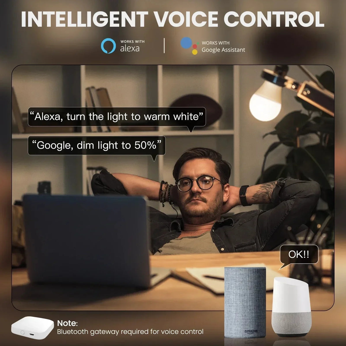 TNCE Tuya E27 Bulb Bluetooth/WIFI/Zigbee, Dimmable Light LED Lamp 2700-6500k RGB, Smart Life APP, Voice with Alexa Google Home