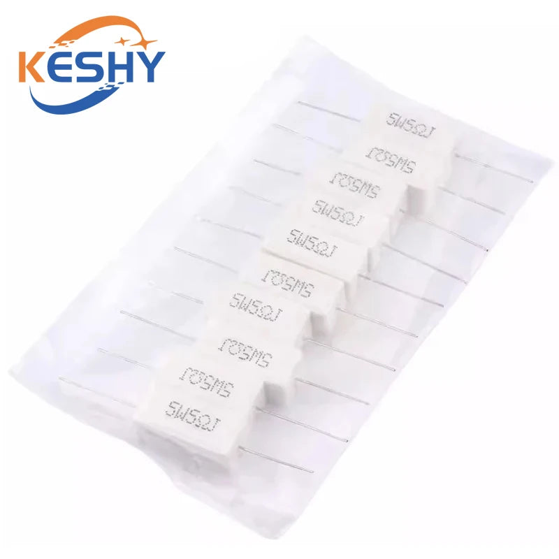 5PCS 5W 5% Cement Resistor Power Resistance 0.1 ~ 10K 0.1R 0.5R 1R 10R 100R 0.22 0.33 0.5 1 2 5 8 10 15 20 25 30 100 1K 10K ohm