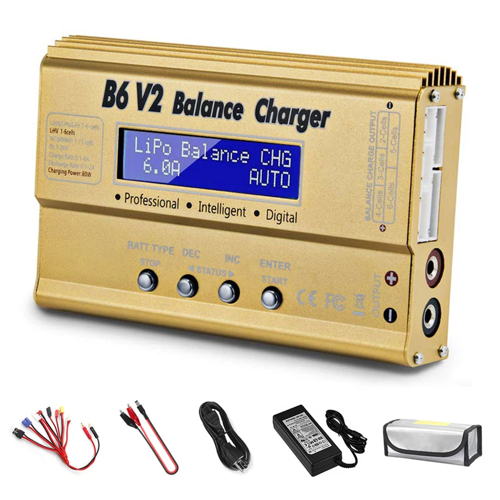 HTRC IMAX B6 V2 Balance Charger  80W Professional Digital Discharger For LiHV LiIon LiFe NiCd NiMH PB Battery RC LiPo Charger