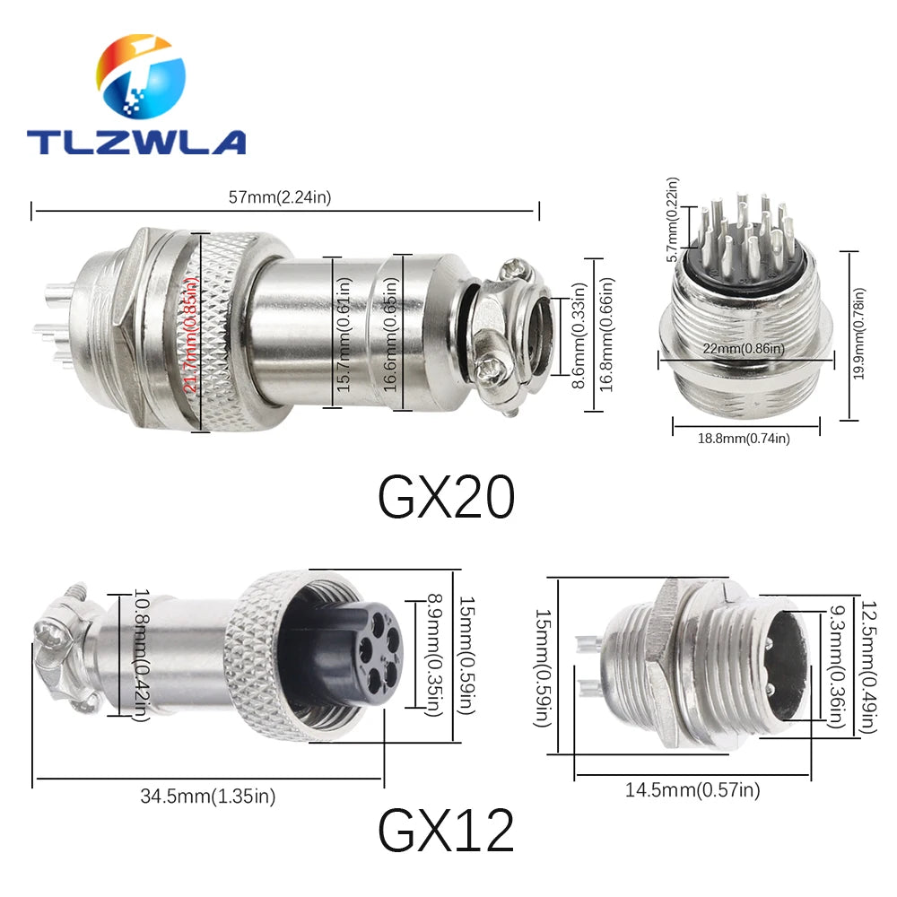 GX12 GX16 GX20 2/3/4/5/6/7/8/9/10 Pin Male Female Butting Wire Cable Circular Aviation Socket Plug Panel Connector Dropshipping