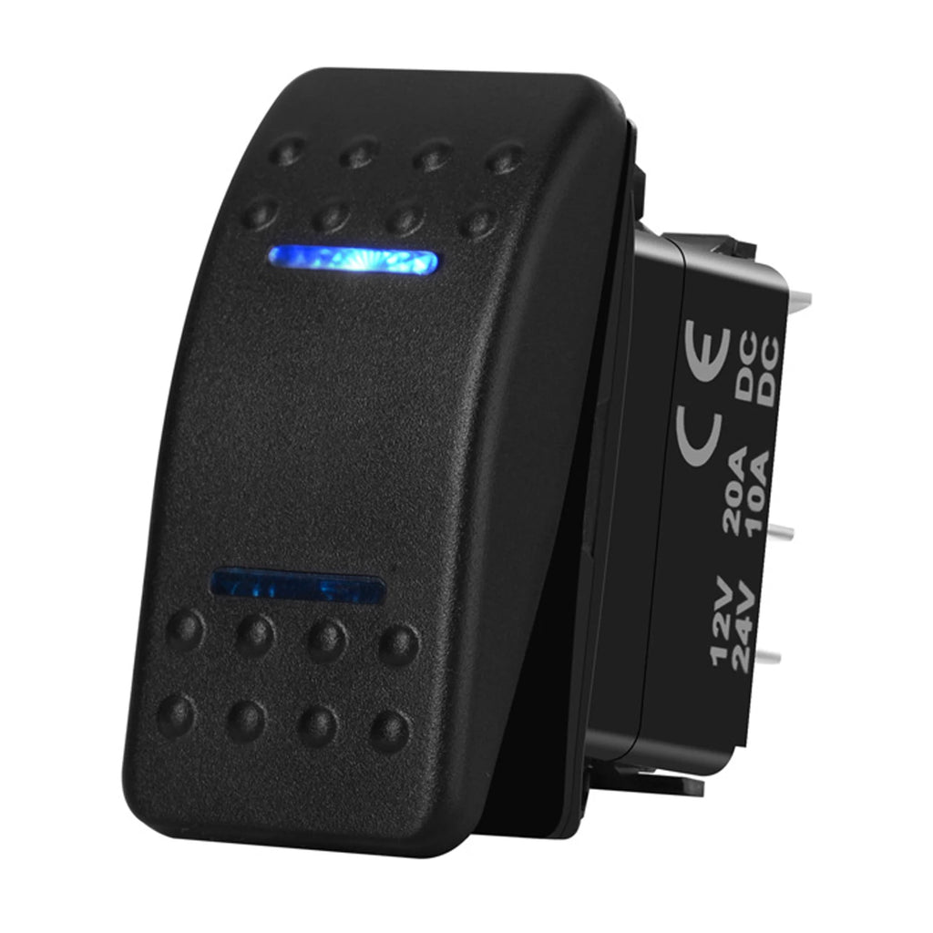 3 Way Rocker Switch 12V DPDT 3 Position ON OFF ON Toggle Switch Momentary ON ON OFF Blue Led Button Switch For Car Boat Carling