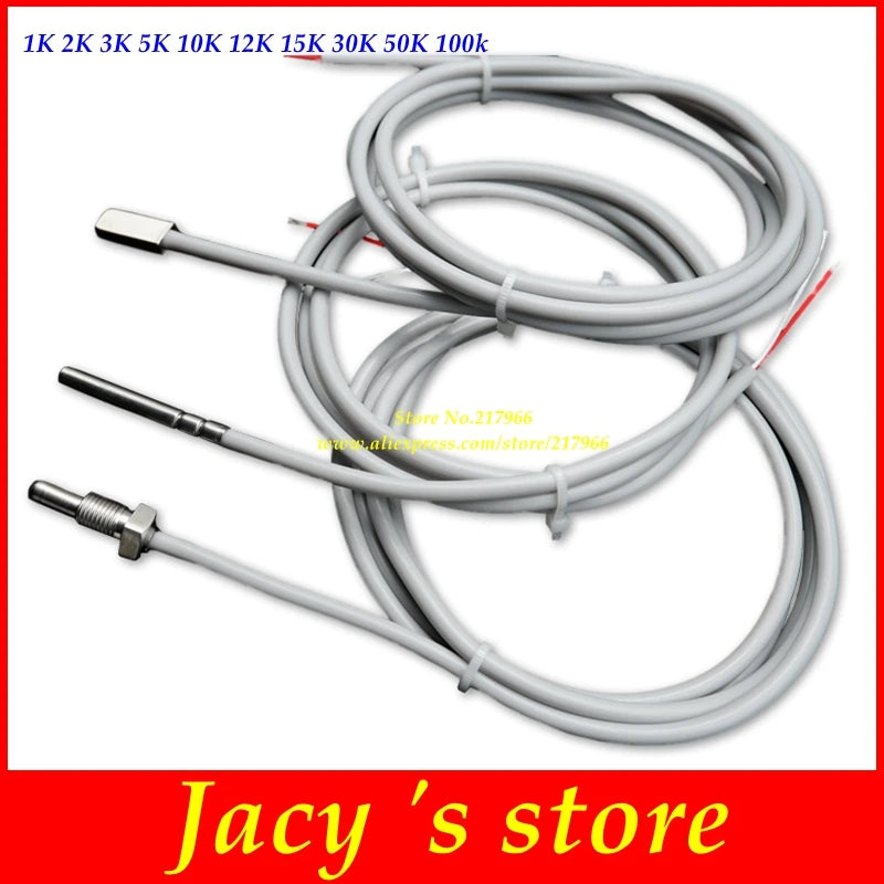 2pcs X SMD Thread Patch Waterproof NTC Thermistor NTC Temperature Sensor Probe Patch Silicone Cable 1K 2K 3K 5K 10K 12K 15K 30K