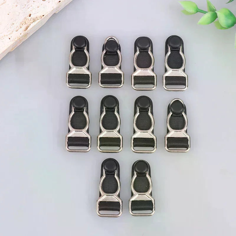 10Pcs 10/12/15/18MM Metal Adjust Buckle For Corset Leg Garter Belt Clip Hook Suspender Ends Buckles Hosiery Stocking Grips