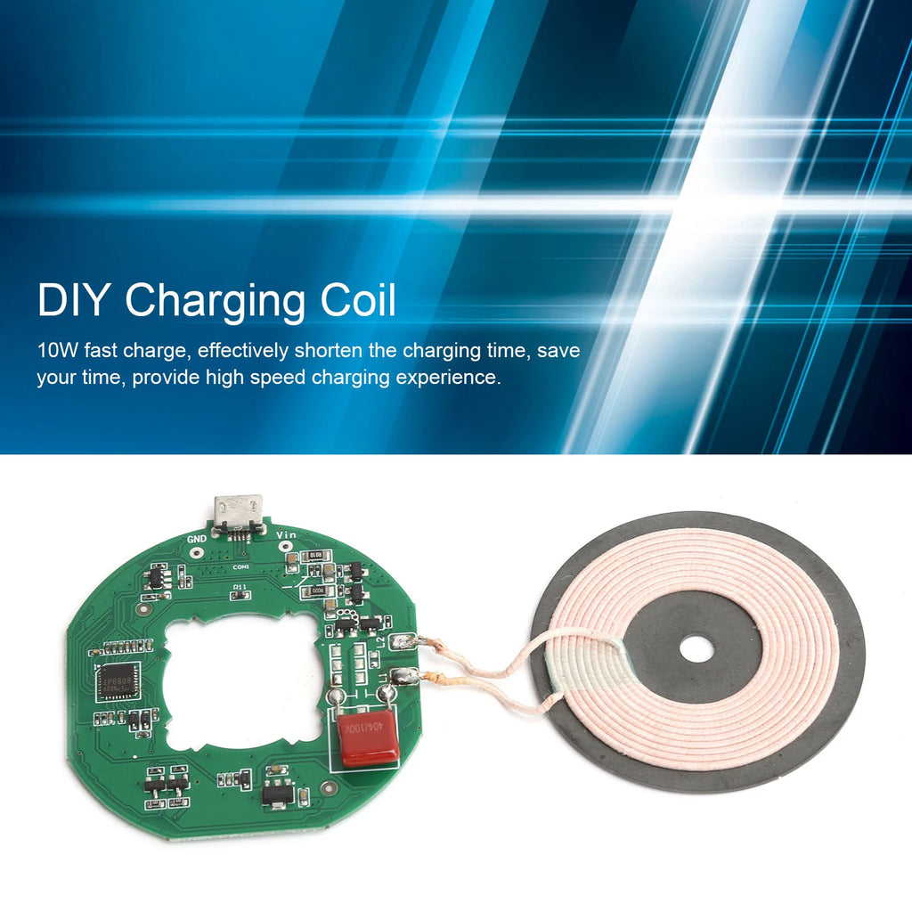 Universal 10W Qi Wireless Fast Charger Module Transmitter PCBA Circuit Board DIY Charging Coil Durable for DIY Electronic Device