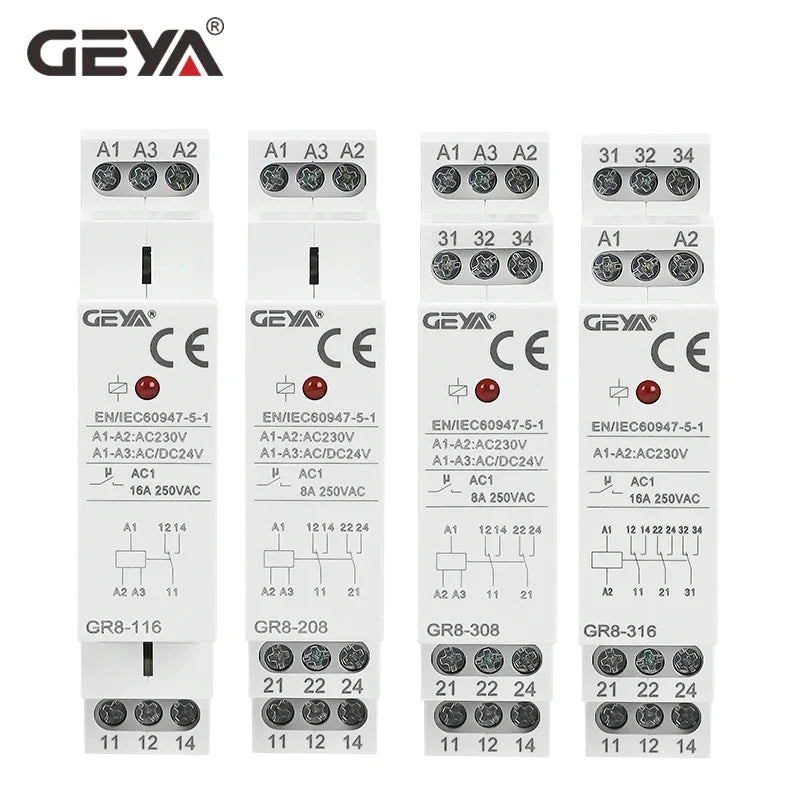 GEYA GR8 Intermediate Relay AC230VDC24V or ACDC110V  Auxiliary Relay 8A 16A SPDT Electronic Relay Switch