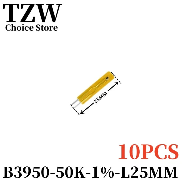 TZW 10PCS NTC Thermistor Temperature Sensor Film Resistance Probe MF55 B3435 B3950 10K 50K 100K 25MM 50MM 75MM