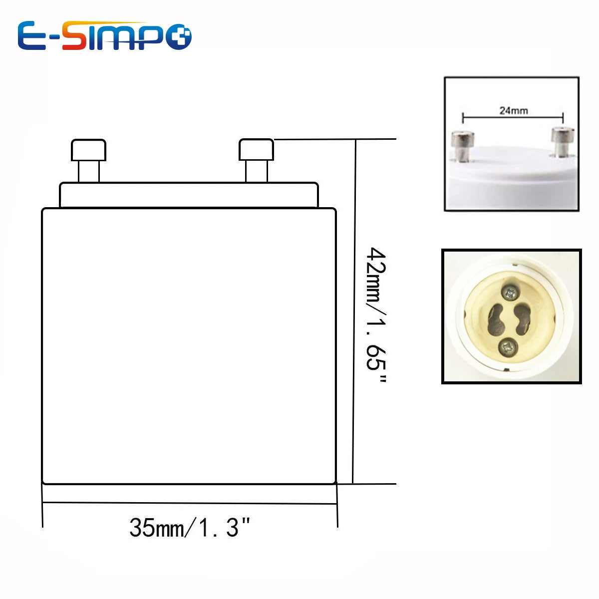 2pcs GU24 To GU10 2 Prong Pin Light Socket Adapter Lamp Holder Converter, Allow You Install Gu10 Lamp In Gu24 Socket