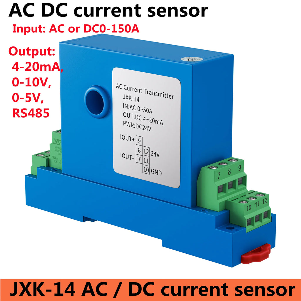 JXK-14 Hall Current Sensor AC 5A 10A 20A 50A 100A 4-20mA 0-10V RS485 Output Ampere Transducer Current Transformer