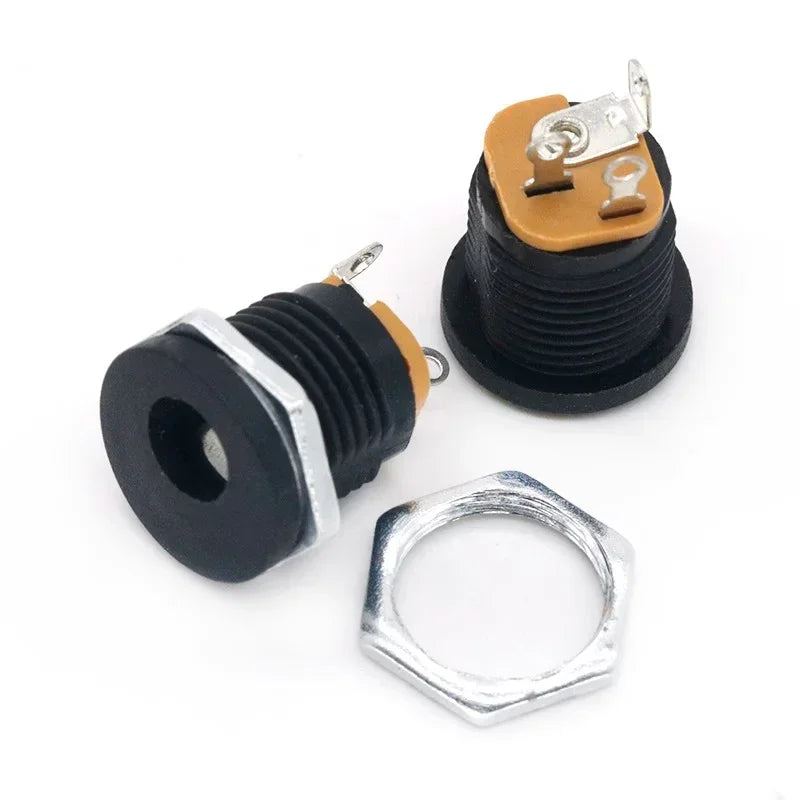 10/50/200Pcs DC-022 DC Plug Jack Panel Mounting DC022 5.5x2.1mm/2.5mm DC Power Socket Connector with Screw Nut