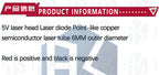 1pcs 5V 650nm 5mW Adjustable Laser Dot Diode Module Red Sight Copper Head Mini Laser Pointer