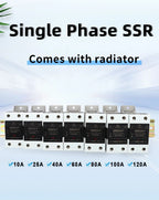 OMCH DIN Rail SSR Solid State Relay With Aluminum Heat Sink DA AA DD 3-32VDC 10A 25A 40A 60A 80A 100A 120A Single Phase Control