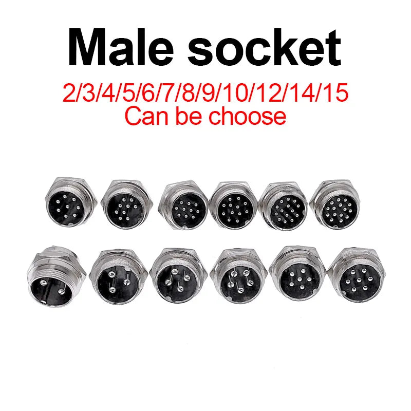 GX20 Metal Aviation Connector 2 3 4 5 6 7 8 9 10 12 14 15 Pin Male Female Plug Socket Panel Mount Flange Circular Cable Joint
