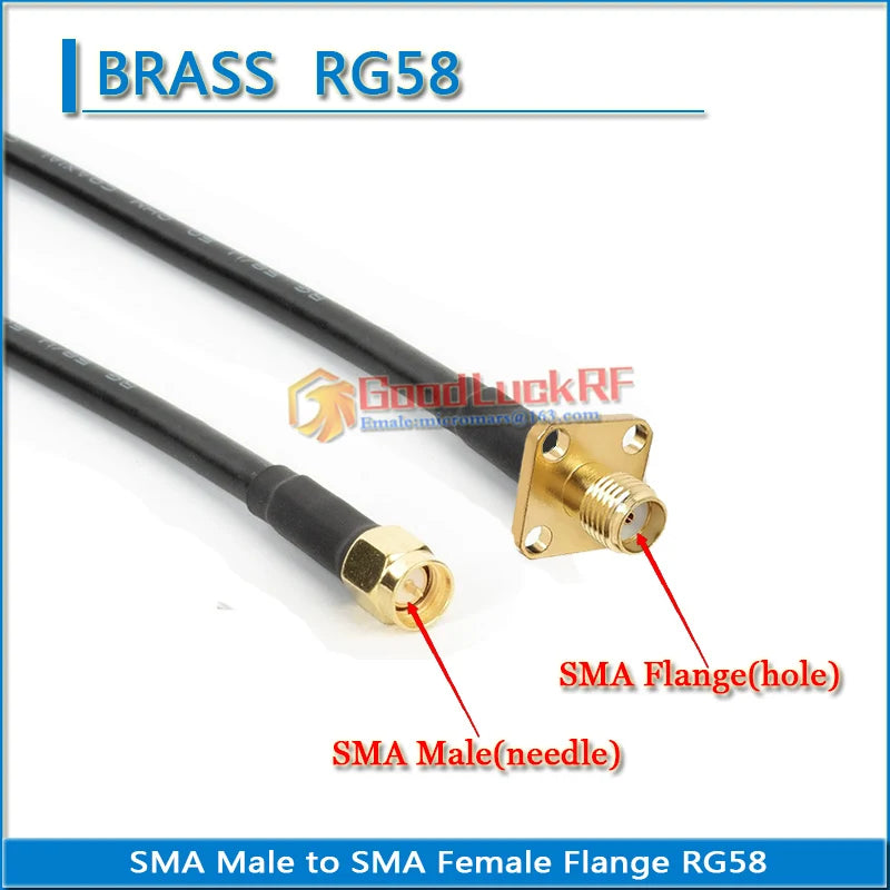 RP-SMA RPSMA SMA Female 4 hole Flange Chassis Panel Mount to SMA Male Pigtail Jumper RG58 Extend cable RF Connector Adapter