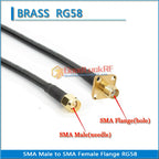 RP-SMA RPSMA SMA Female 4 hole Flange Chassis Panel Mount to SMA Male Pigtail Jumper RG58 Extend cable RF Connector Adapter