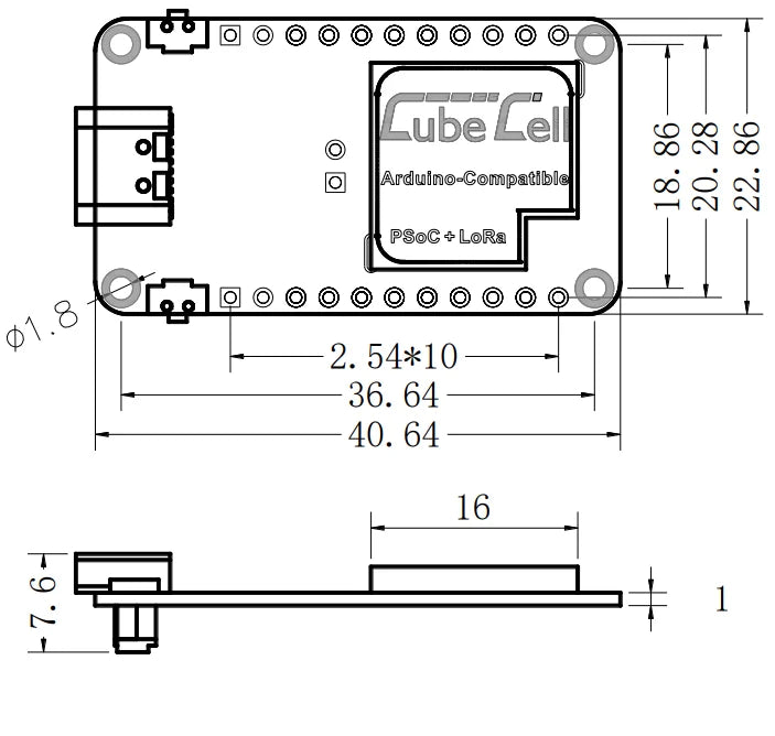 2PC New lOT Lora Node HTCC-AB01 forArduino loT Lora Node v2 Version433MHZ/868-915MHZ ASR6501 Cubecell Development Board