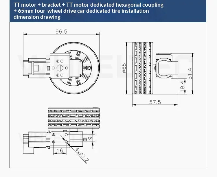 High Quality TT Motor DC Gear Motor Metal Output Shaft High Precision Encoder with Protective Shell