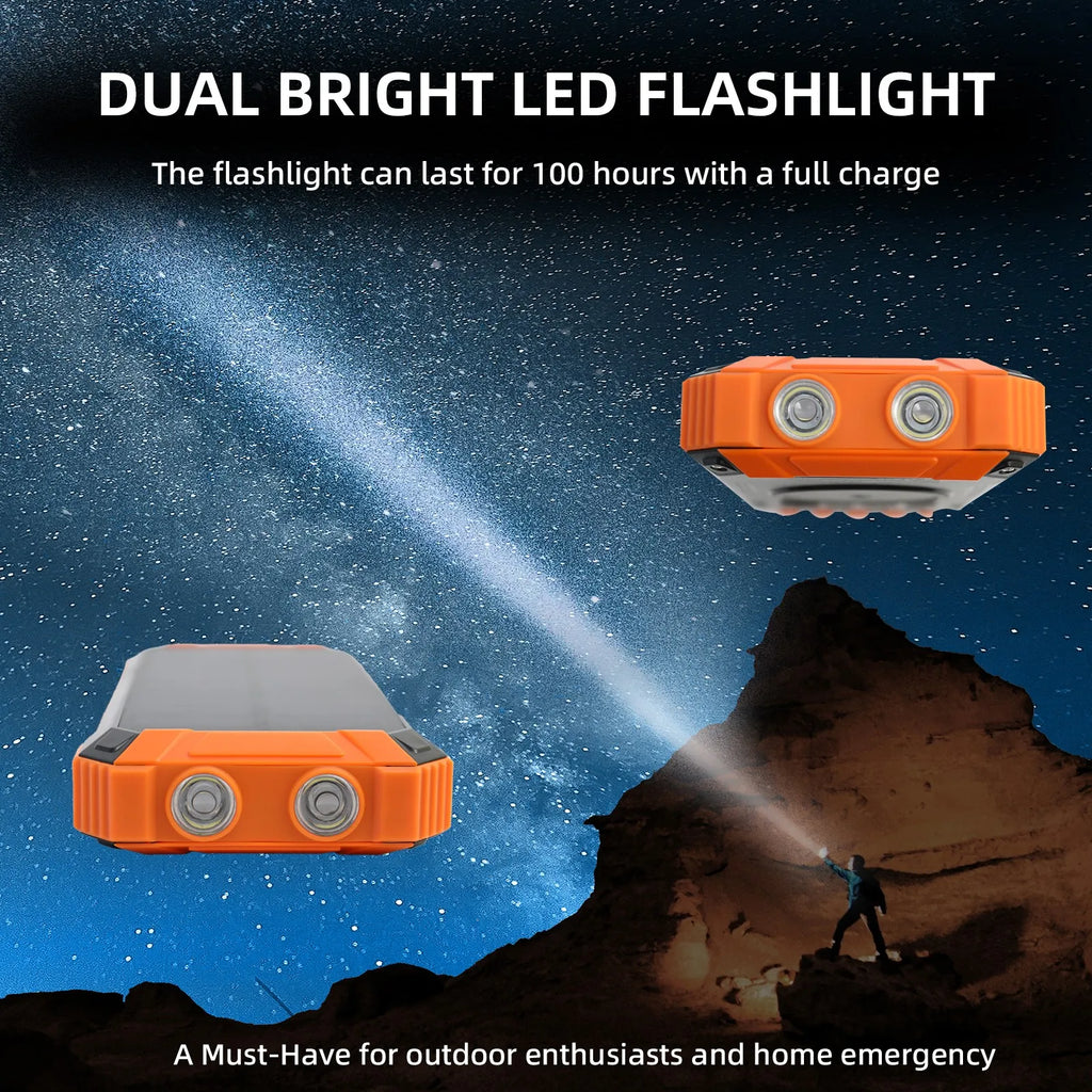 36000mAh Solar Power Bank 18W Wireless Charge With 4 Charging Heads LED Lamp Flashlight for Outdoor Battery Portable