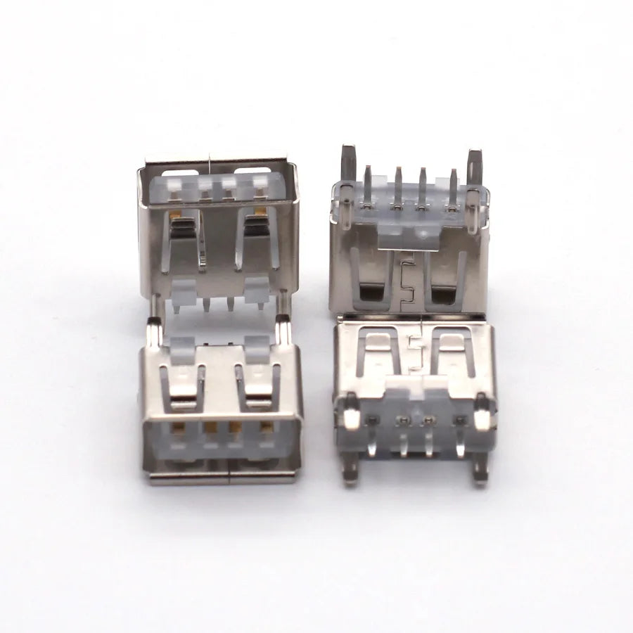 5-100pcs Laptop Motherboard Micro 2.0 USB 4Pin 4 Pin DC White A Type Flat Angle 180 Degree Female PCB Connector Socket Jack Plug