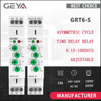GEYA GRT6-S Cycle Time Delay Relay AC/DC24V-240V Asymmetric Relay SPDT 220V 10A Electronic Repeat Relay